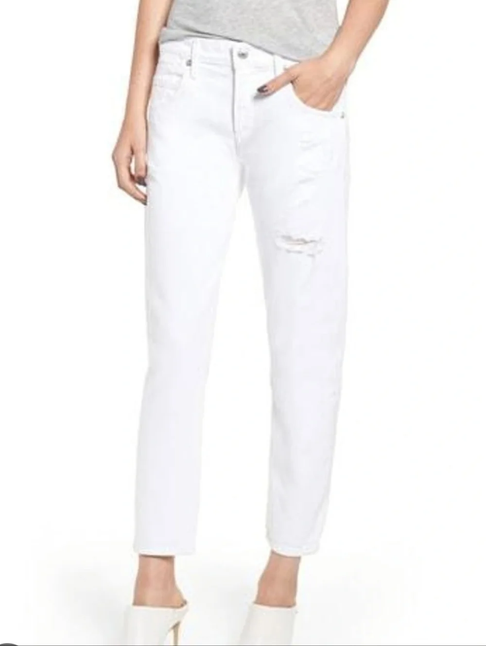 Agolde Isabel Slim Straight Distressed Boyfriend Ankle Jeans 26 Waist